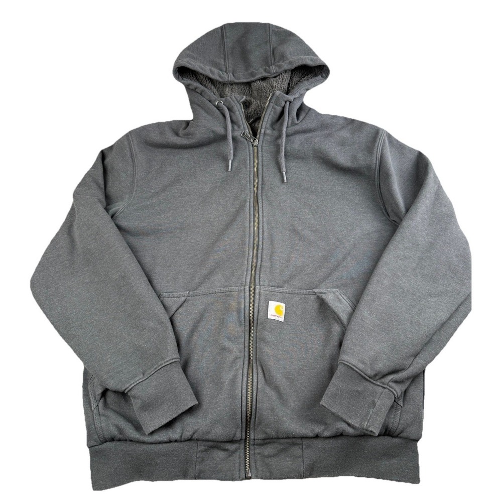 Carhartt Rain Defender Sherpa Lined Full Zip Hoodie Men Medium Gray Relaxed